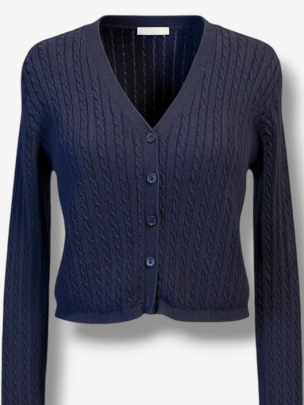 Brandy Melville Navy Blue Cableknit V-neck Cardigan, Size XS S
